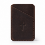 Iconic Cross Vertical Leather Card Holder - Dark Brown