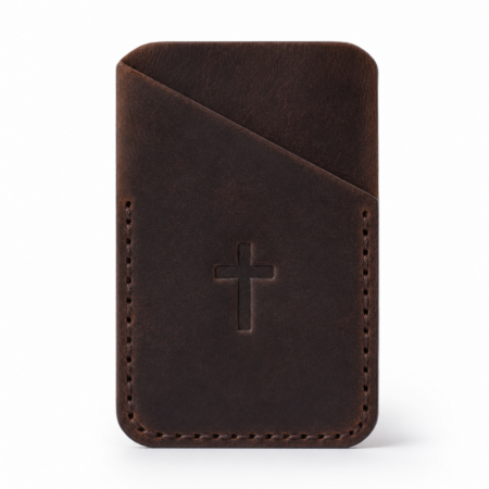 Iconic Cross Vertical Leather Card Holder - Dark Brown