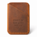 Trust in the Lord Vertical Leather Card Holder - Cognac Brown