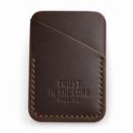 Trust in the Lord Vertical Leather Card Holder - Dark Brown
