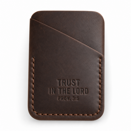 Trust in the Lord Vertical Leather Card Holder - Dark Brown