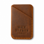 Walk by Faith Vertical Leather Card Holder - Cognac Brown