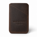 Walk by Faith Vertical Leather Card Holder - Dark Brown