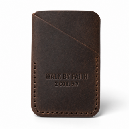 Walk by Faith Vertical Leather Card Holder - Dark Brown