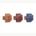 Genuine leather magnetic Bible bookmark 3-pack set in Burgundy, Brown, and Blue