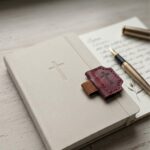 Leather magnetic bookmark showing magnetic closure detail