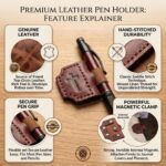 Leather bookmark being used in a Bible