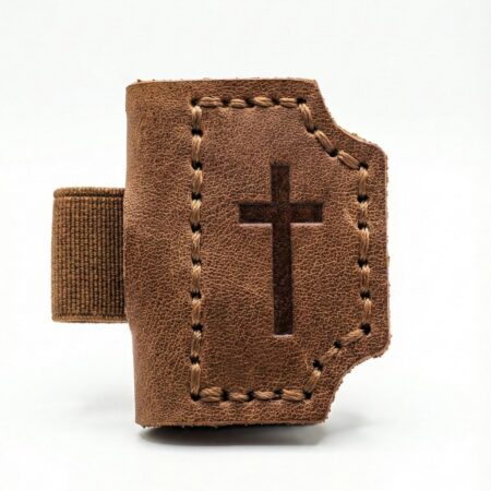 Christian Gifts Made to Be Carried, Not Stored Away 21 Genuine leather magnetic Bible bookmark in Brown with cross embossing and pen holder