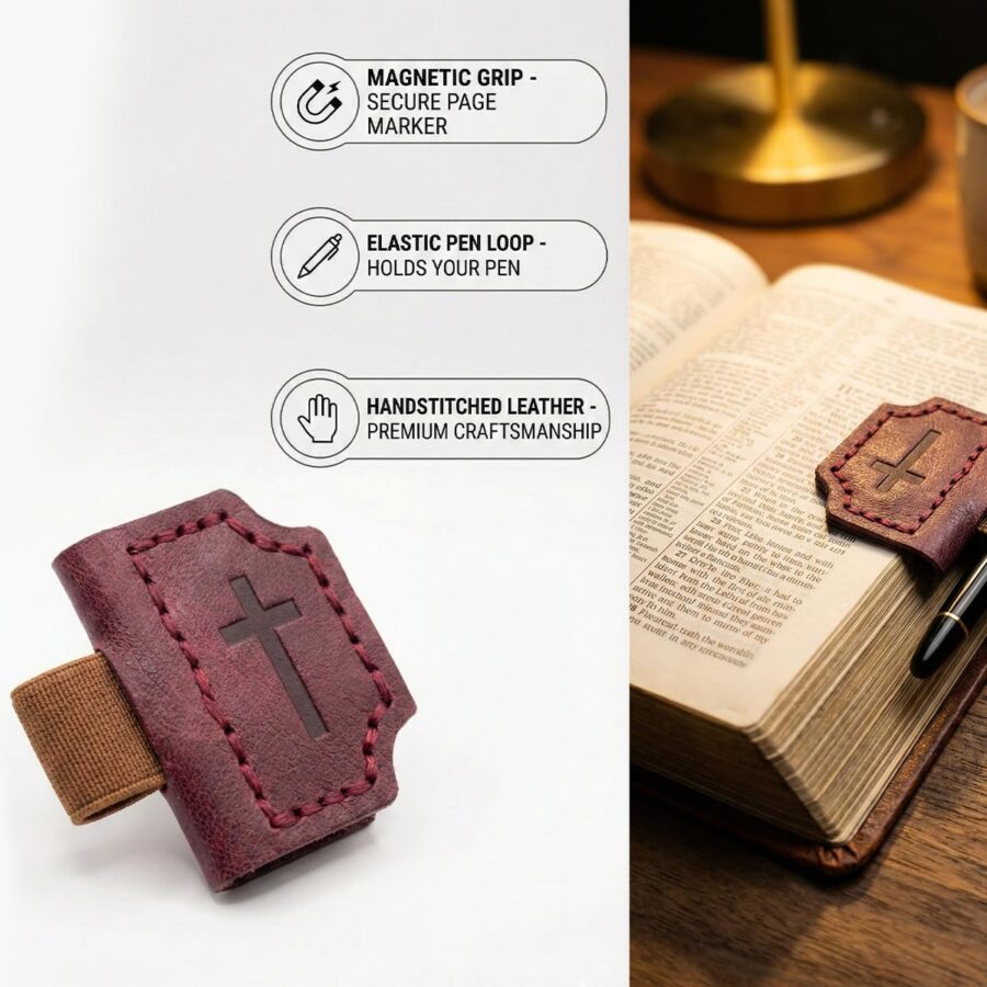Magnetic bookmark with pen holder elastic loop