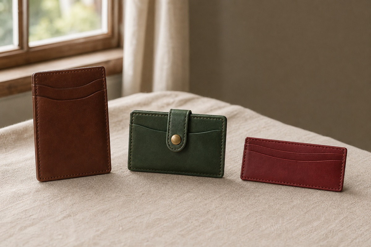 Full-grain leather card holders prepared as practical Christian gifts