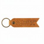 Flat full grain leather keychain jordan brown in genuine full-grain cowhide with a clean unprinted finish