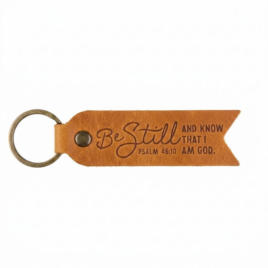 Flat full grain leather keychain jordan brown in genuine full-grain cowhide with a clean unprinted finish