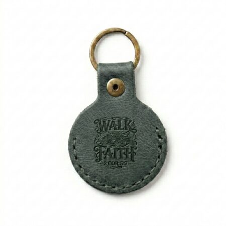 Full grain leather airtag holder keychain eden green in genuine full-grain cowhide with a clean unprinted finish