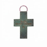 Full grain leather cross keychain eden green in genuine full-grain cowhide with a clean unprinted finish