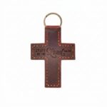 Full grain leather cross keychain jordan brown in genuine full-grain cowhide with a clean unprinted finish