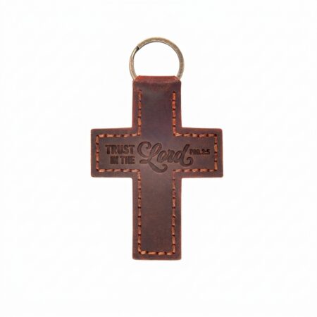 Full grain leather cross keychain jordan brown in genuine full-grain cowhide with a clean unprinted finish