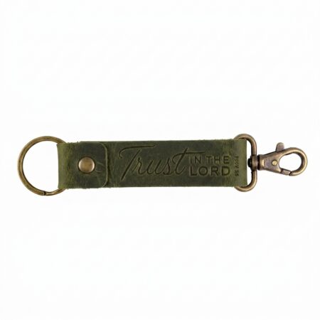 Full grain leather hook keychain eden green in genuine full-grain cowhide with a clean unprinted finish