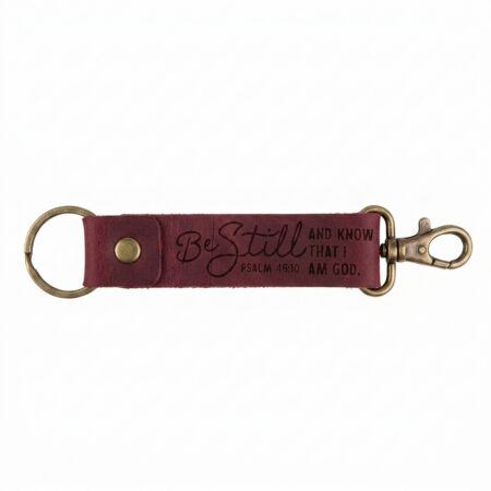 Full grain leather hook keychain pentecost red in genuine full-grain cowhide with a clean unprinted finish