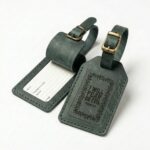 Full grain leather luggage tag eden green in genuine full-grain cowhide with a clean unprinted finish