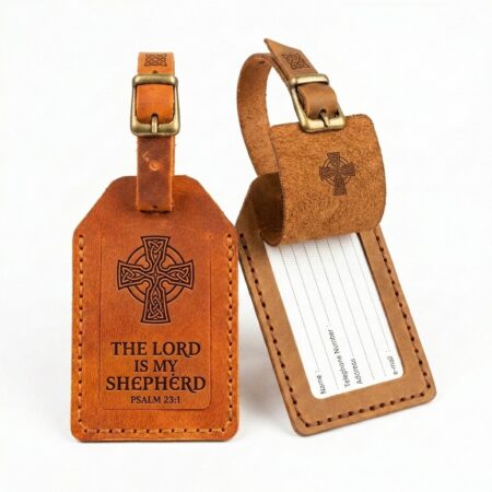 Full grain leather luggage tag jordan brown in genuine full-grain cowhide with a clean unprinted finish