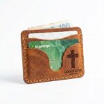 Full grain leather mini card holder jordan brown in genuine full-grain cowhide with a clean unprinted finish