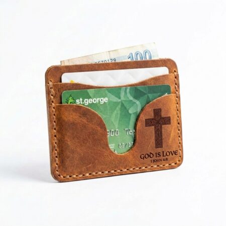 Full grain leather mini card holder jordan brown in genuine full-grain cowhide with a clean unprinted finish