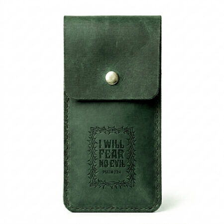 Full grain leather pen sleeve eden green in genuine full-grain cowhide with a clean unprinted finish