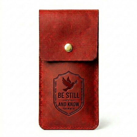 Full grain leather pen sleeve pentecost red in genuine full-grain cowhide with a clean unprinted finish