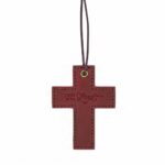 Full grain leather wall cross pentecost red in genuine full-grain cowhide with a clean unprinted finish