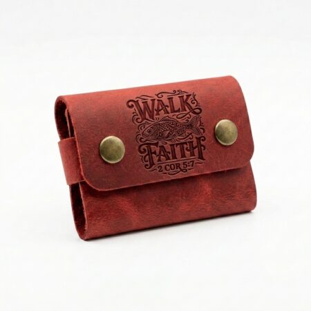 Snap full grain leather card holder pentecost red in genuine full-grain cowhide with a clean unprinted finish