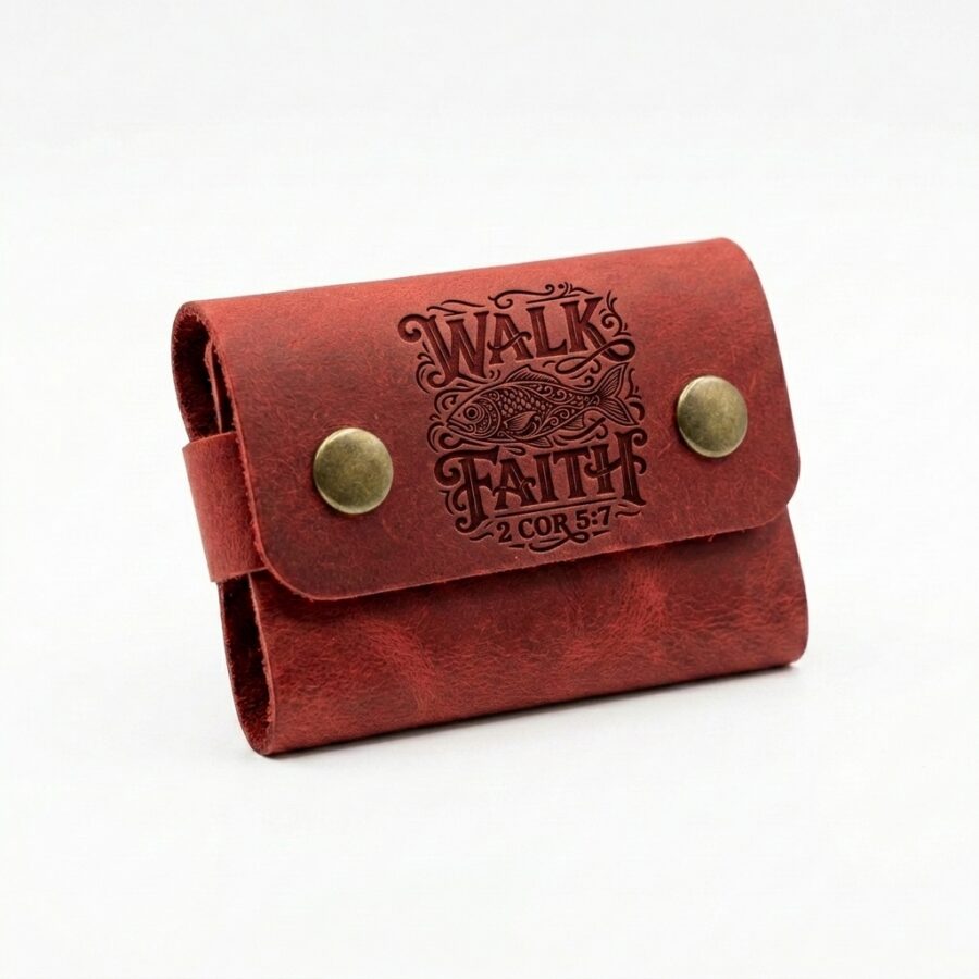 Snap Full Grain Leather Card Holder - Pentecost Red Snap full grain leather card holder pentecost red in genuine full-grain cowhide with a clean unprinted finish