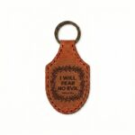 Stitched full grain leather keychain jordan brown in genuine full-grain cowhide with a clean unprinted finish