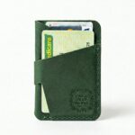Vertical full grain leather card holder eden green in genuine full-grain cowhide with a clean unprinted finish