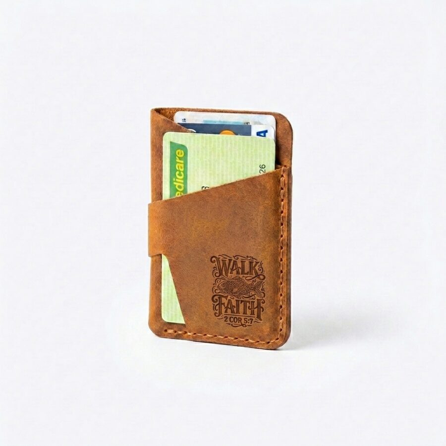 Vertical full grain leather card holder jordan brown in genuine full-grain cowhide with a clean unprinted finish