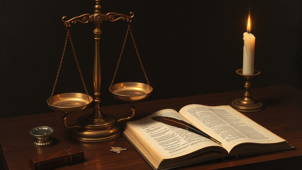 Returns and refunds — a brass balance scale and ledger