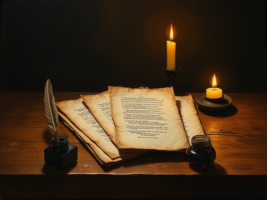 Bible verse memorization flashcards — aged parchment cards with a quill and ink
