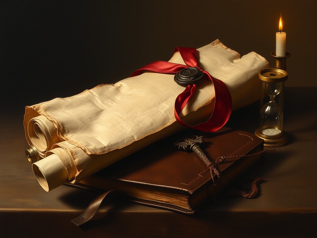 Bible reading plans by topic — a parchment scroll with a wax seal over a Bible