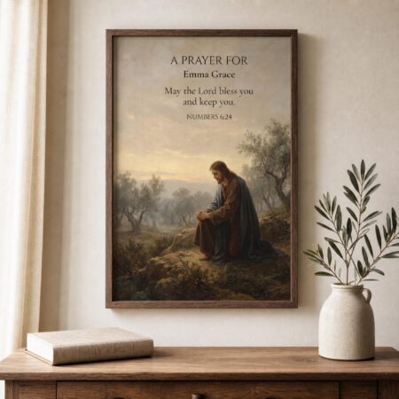 Personalized Jesus Prayer Poster — Numbers 6:24 Watercolor Wall Art