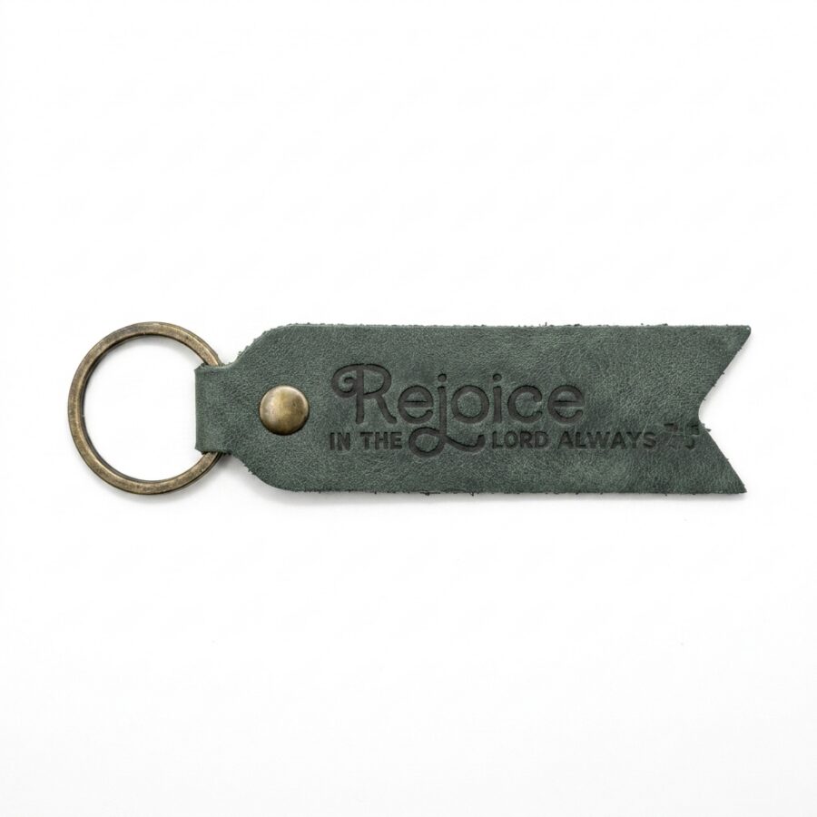 Rejoice in the Lord Always Leather Keychain – Eden Green
