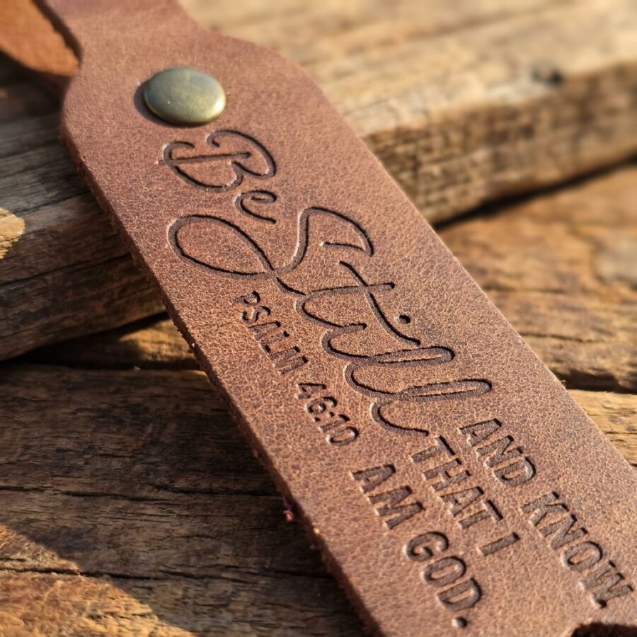 Be Still and Know that I am God Leather Keychain – Jordan Brown — detail 2