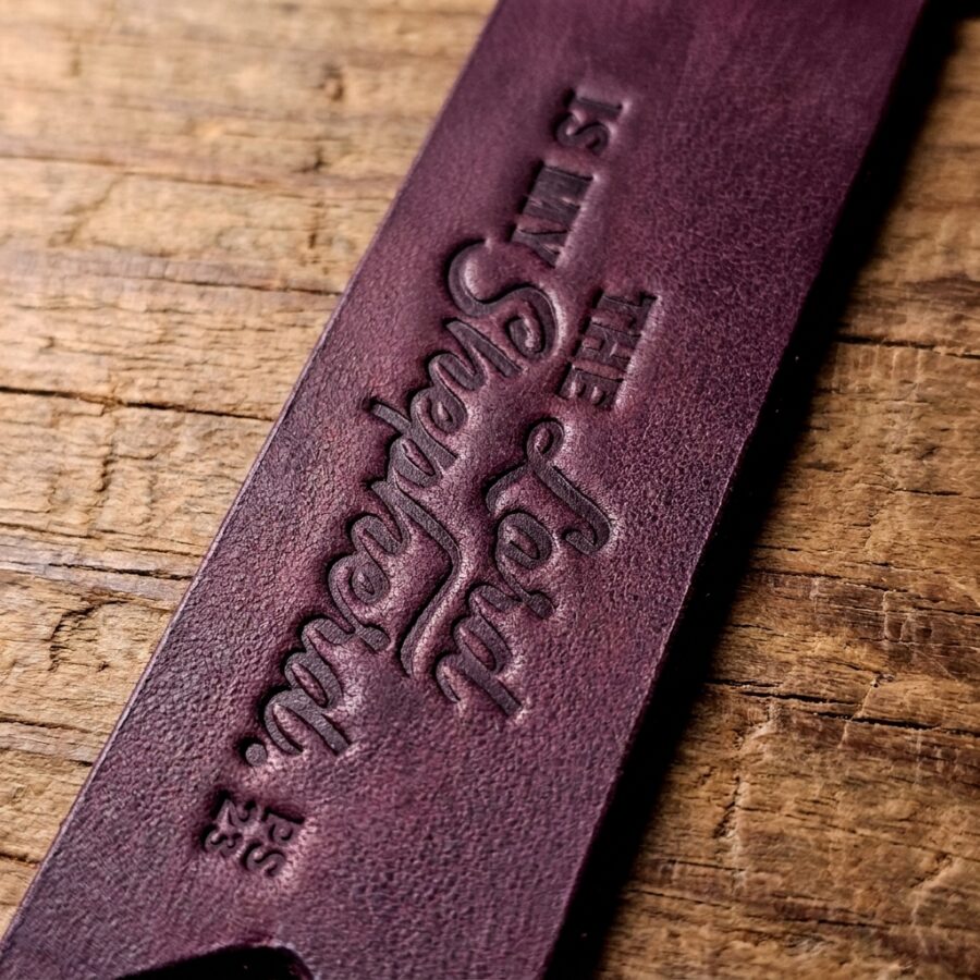 The Lord is My Shepherd Leather Keychain – Pentecost Red — detail 2