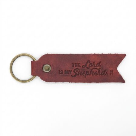 The Lord is My Shepherd Leather Keychain – Pentecost Red
