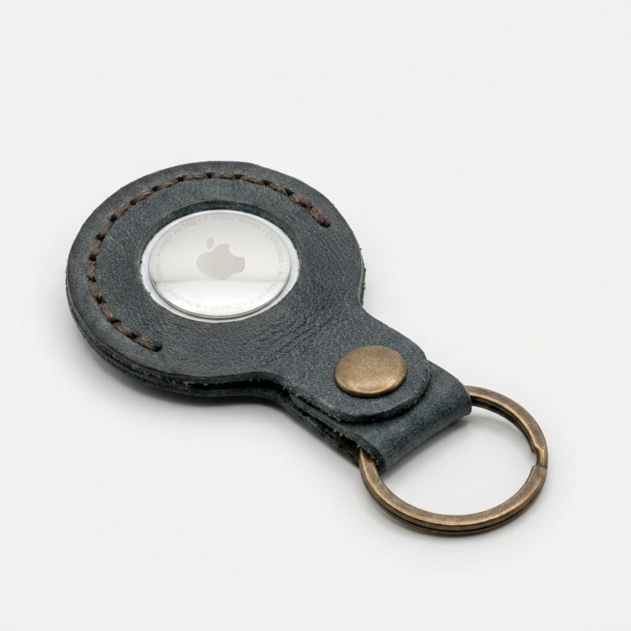 Walk by Faith Leather AirTag Holder Keychain – Eden Green — detail 1