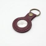 God is Love Leather AirTag Holder Keychain – Pentecost Red — detail 1