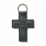 Faith Can Move Mountains Leather Cross Keychain – Eden Green