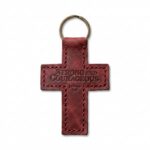 Full Grain Leather Cross Keychain – Pentecost Red — detail 1