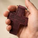 Full Grain Leather Cross Keychain – Pentecost Red — detail 2