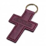 Full Grain Leather Cross Keychain – Pentecost Red