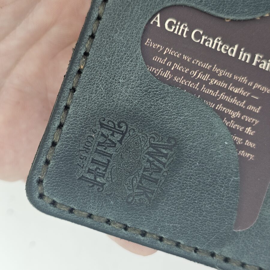 Walk by Faith Leather Mini Card Holder – Eden Green — detail 2