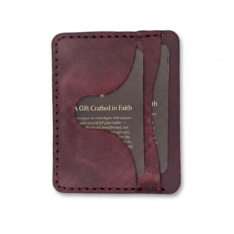 I will Fear No Evil Leather Mini Card Holder – Pentecost Red — detail 1